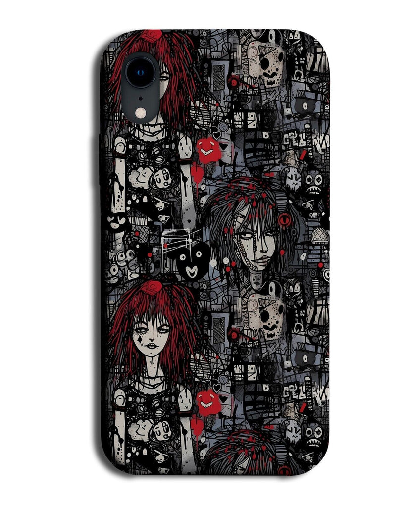 Emo Doodles Pattern Phone Case Cover Emos Dark Goth Gothic Sketches Artwork CY38