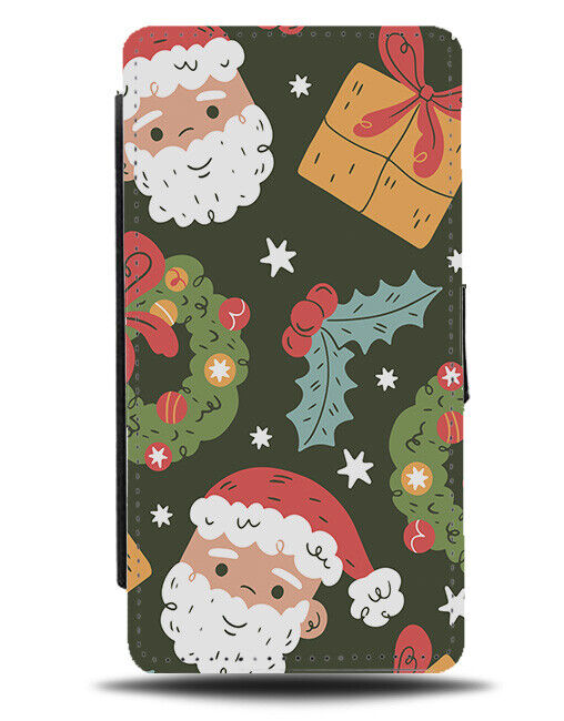 Santa Clause Christmas Pattern Flip Wallet Case Reef Presents Santas Kids N674