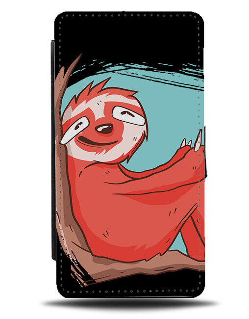 Chilling Sloth In Tree Flip Wallet Case Cartoon Ginger Coloured Sloths K278