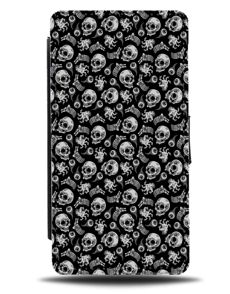 Skeleton Body Parts Pattern Flip Wallet Case Skeletons Skulls Halloween CP28