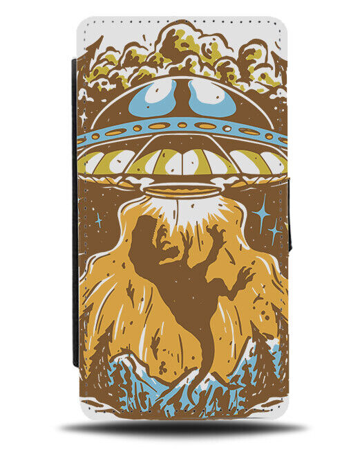 Dinosaur Abduction Flip Wallet Case Dinosaurs Aliens UFO Spaceship UFOS N405