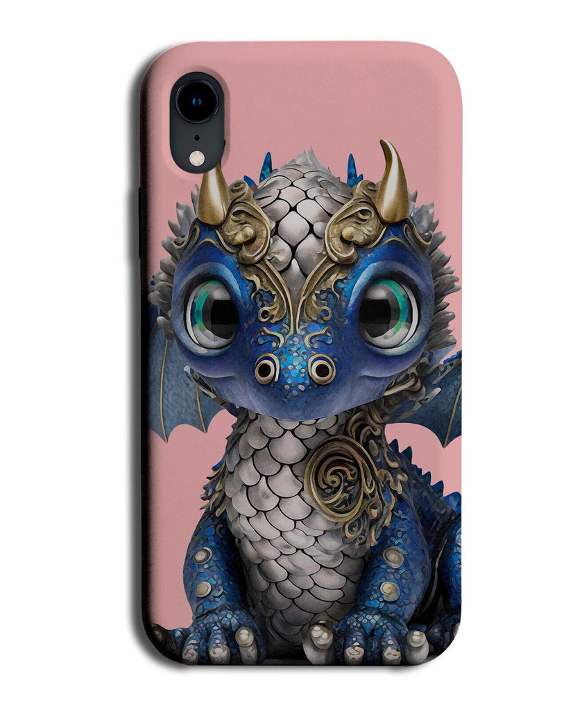 Silver and Blue Dragon Character Animal Phone Case Cover Coloured Kids Fun AL03