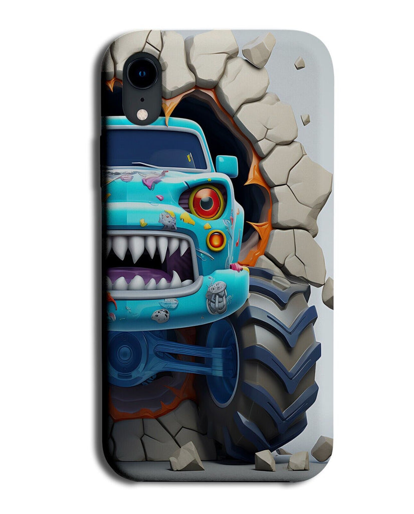 Funny Kids Toy Monster Truck Phone Case Cover Trucks Blue Childs Crashing DE77