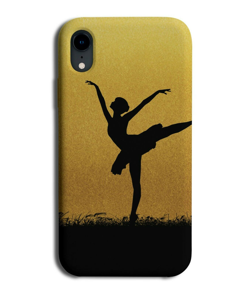 Ballet Silhouette Phone Case Cover Ballerina Dancer Gold Golden Coloured i5858