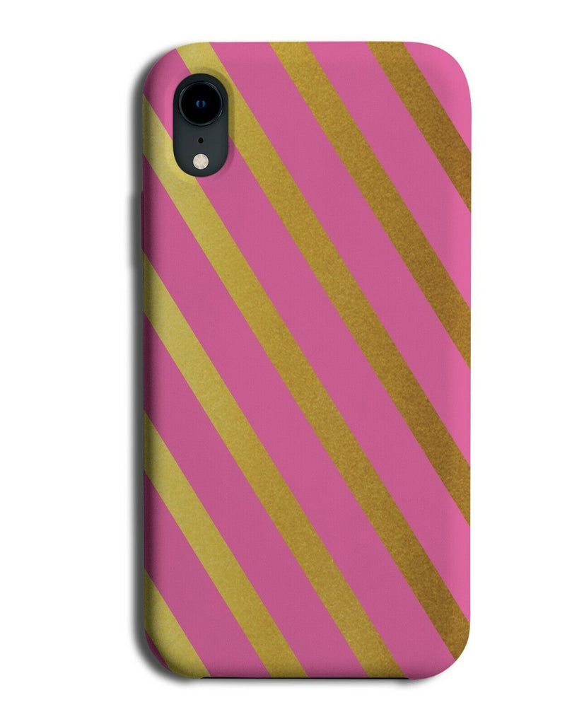 Hot Pink and Golden Striped Phone Case Cover Stripes Coloured Gold i883