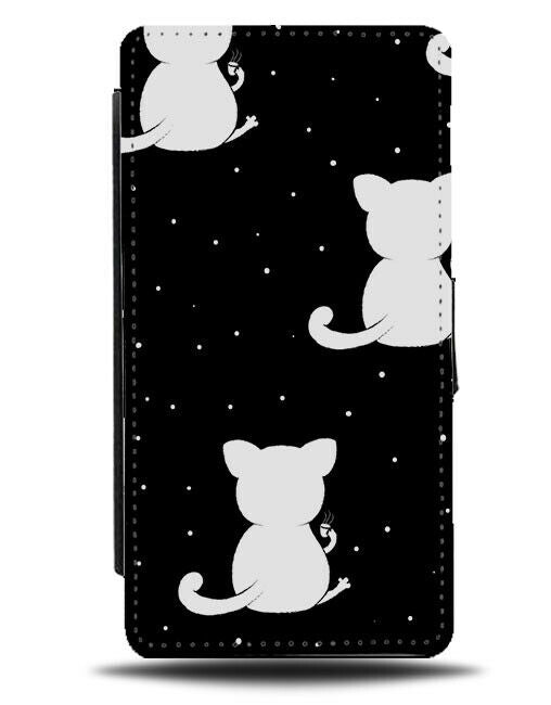 Black and White Cat Symbol Flip Wallet Case Ears Ear Body Cats Cute Girls F243