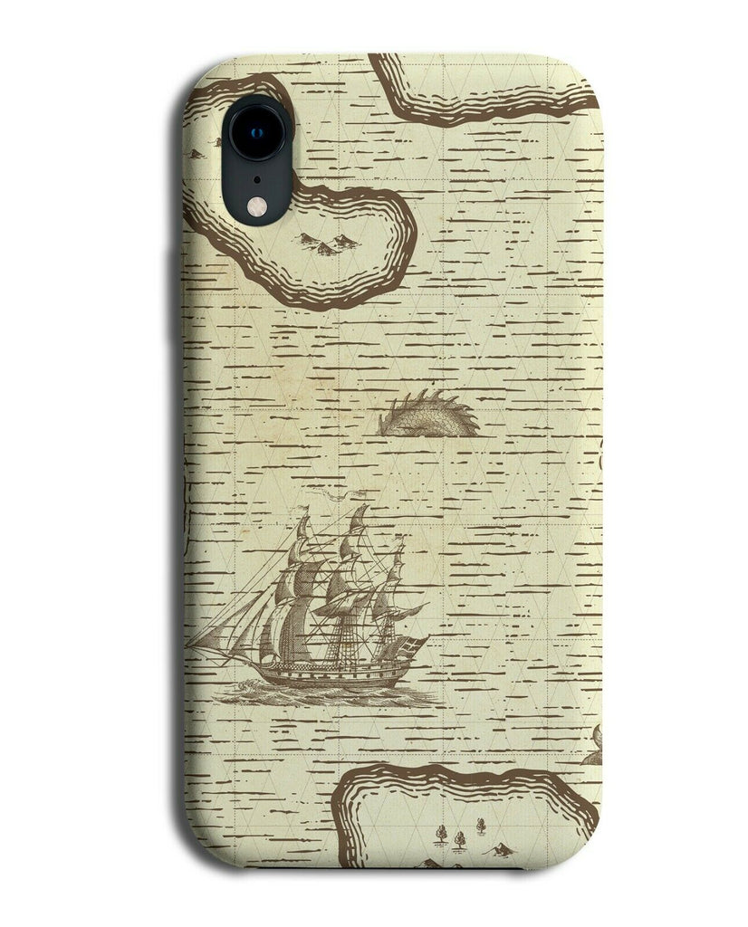 Treasure Map Phone Case Cover island Ship Picture Old Coloured Style Print G088