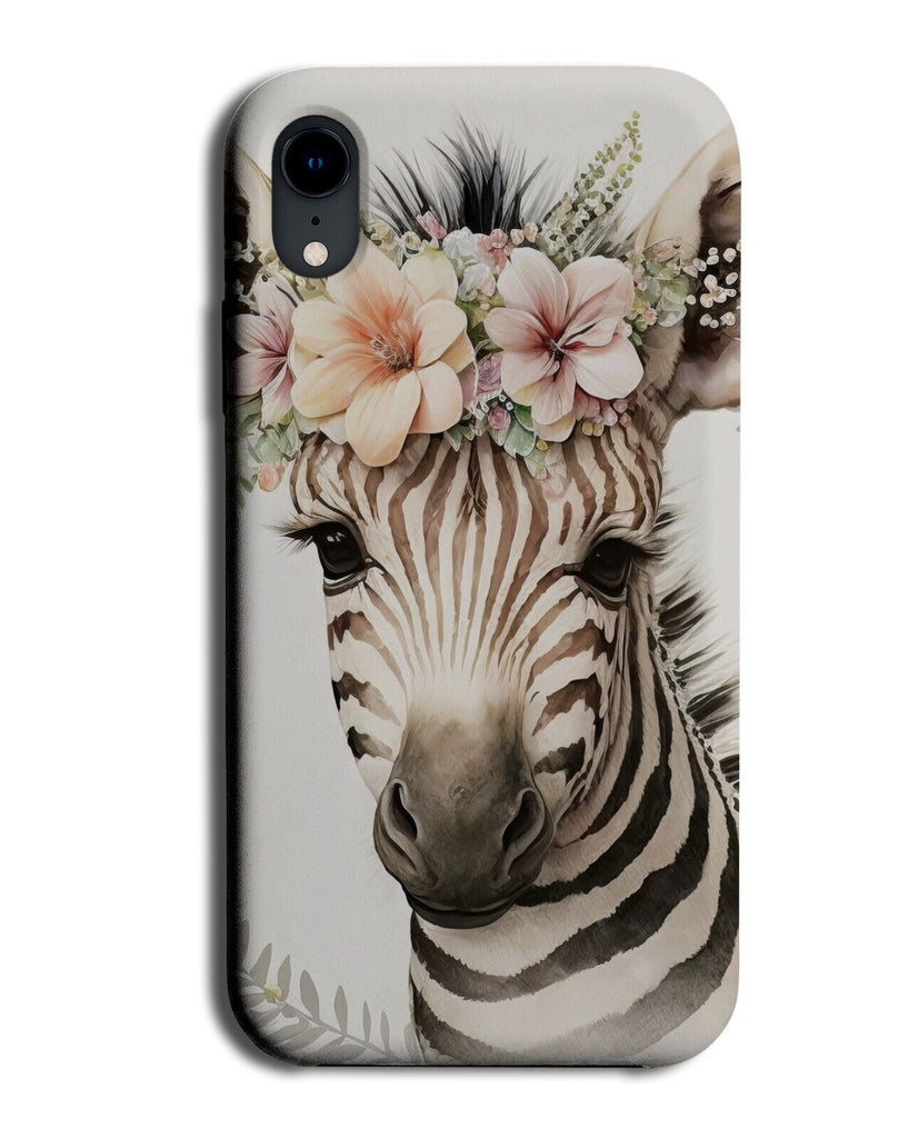 Floral Zebra Head In Flower Crown Phone Case Cover Boho Festival Girl Goer BY66