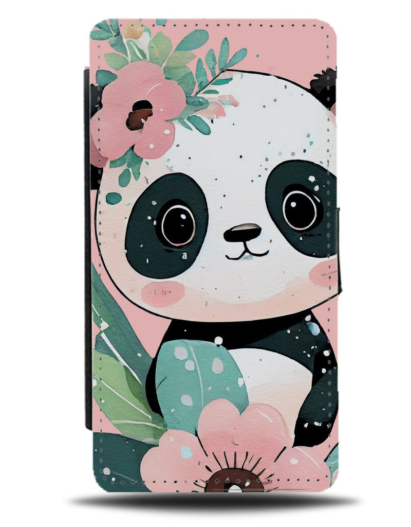 Pink Children's Cartoon Baby Panda Flip Wallet Case Picture Cartoonish Kids AX87