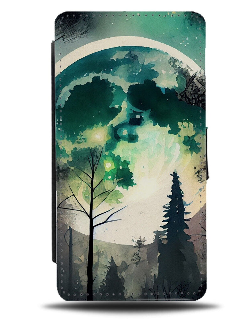 Full Moon In Sky Flip Wallet Case Picture Photo Image Photograph Painting AW59