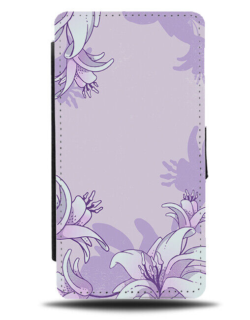 Lilac Lily Flowers Flip Wallet Case Lillies Flower Grunge Illustration K889
