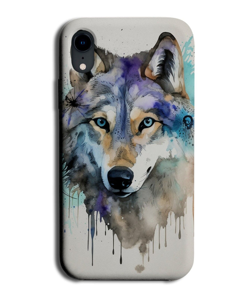 Wolfs Face Dripping Watercolour Design Phone Case Cover Wolf Wolves Husky BX61