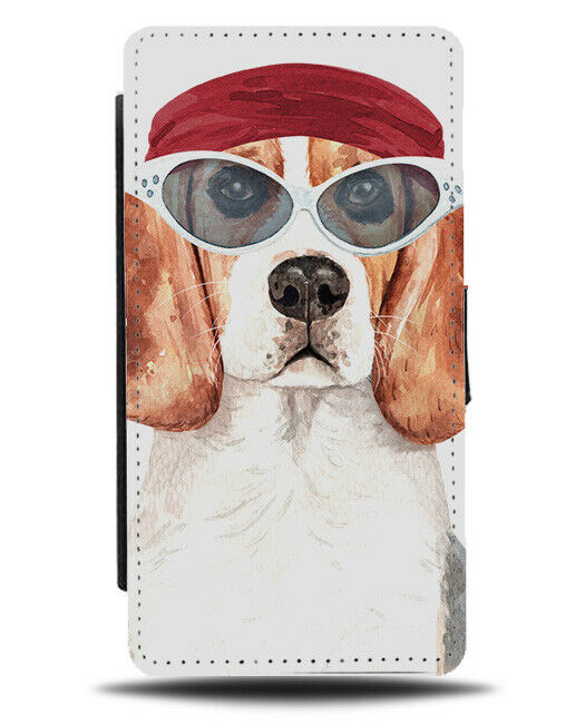 Hippy Beagle Flip Wallet Case Stylish Fashion Beagles Dress Up 60s 70s K668