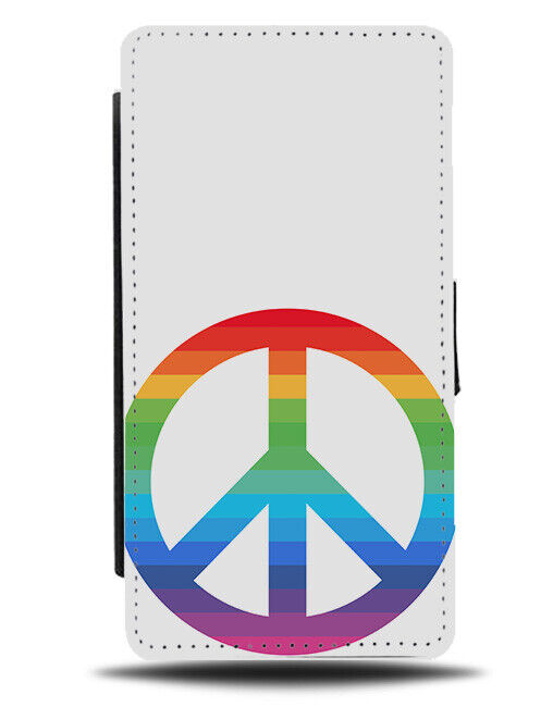 Rainbow Colourful Peace Symbol Flip Wallet Case Shape Outline Colours J962