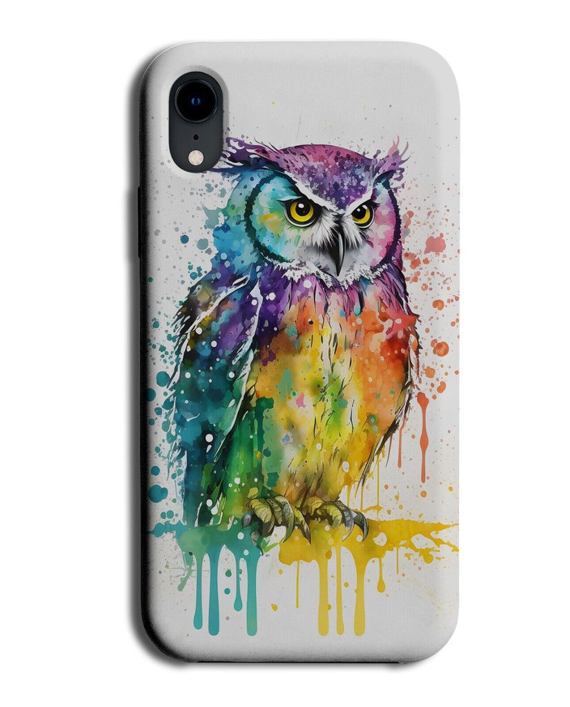 Colourful Dripping Owl Artwork Phone Case Cover Owls Drip Art Painting BR63