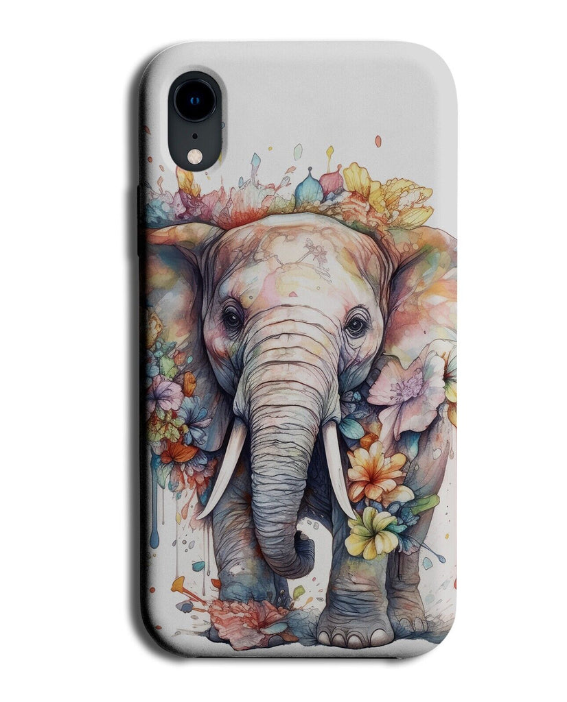 Colourful Watercolour Elephant Painting Phone Case Cover Floral Flowers AM53