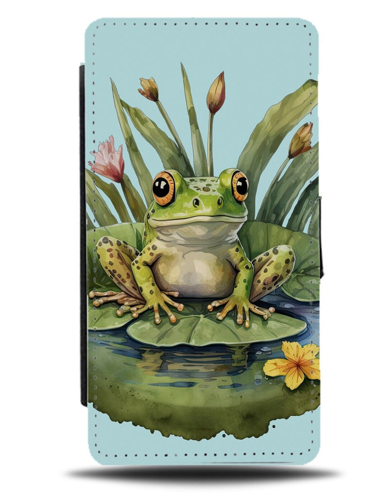 Frog On Lily Pad Painting Print Flip Wallet Case Frogs Toad Cute Gift Water AP47