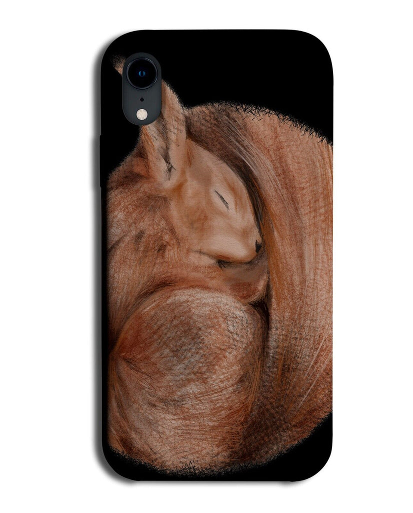 Hibernating Red Squirrel Phone Case Cover Hibernate Black Painting Winter BL48