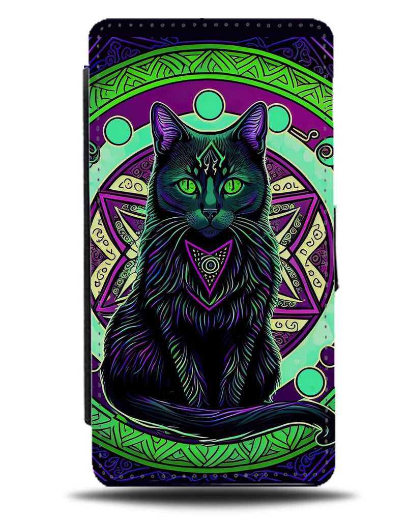 Black Cat God Flip Wallet Case Spiritual Cats Green Gods Funny Novelty Lol AE34