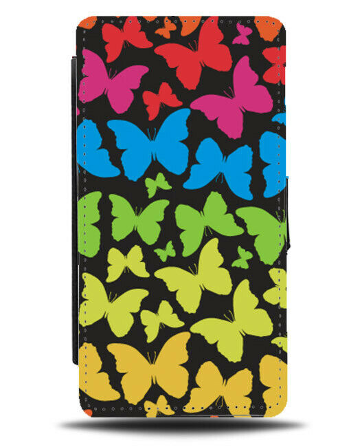 Rainbow Colourful Flip Wallet Case Multicoloured Butterfly Butterflies E933