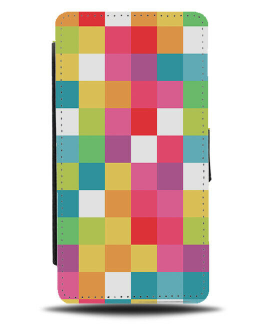 Colourful Pixelated Pixel Flip Wallet Case Pixels Rainbow Squares Pattern G503
