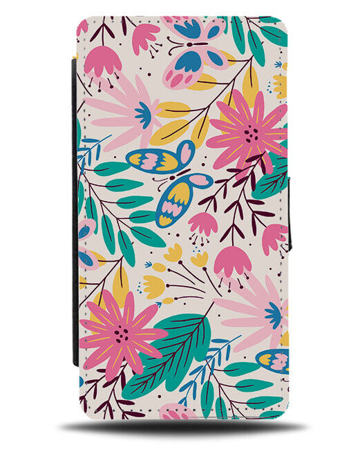Vibrant Spring Pattern Flip Wallet Case Design Flowers Floral Bright Floral N582