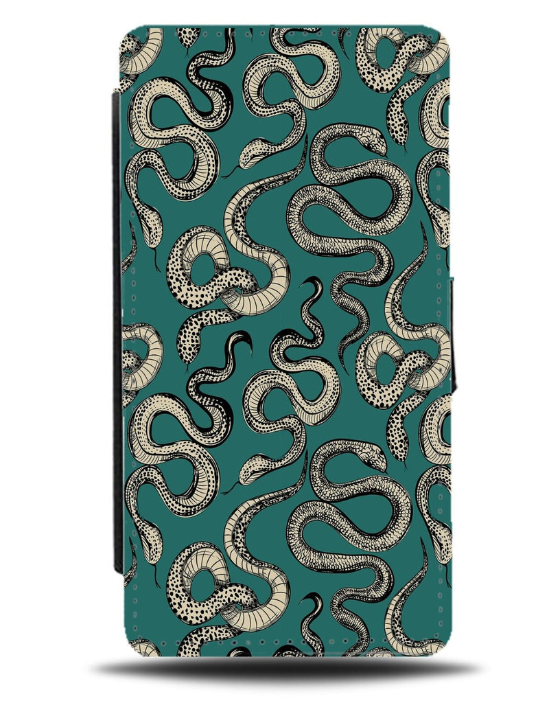 Dark Green Snakes Design Flip Wallet Case Pattern Snake Reptiles Pet Owner CM55