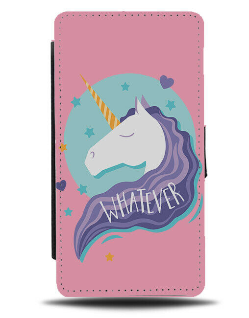 Laid Back Unicorn Flip Wallet Phone Case Pink Face Unicorns Girl Purple E441