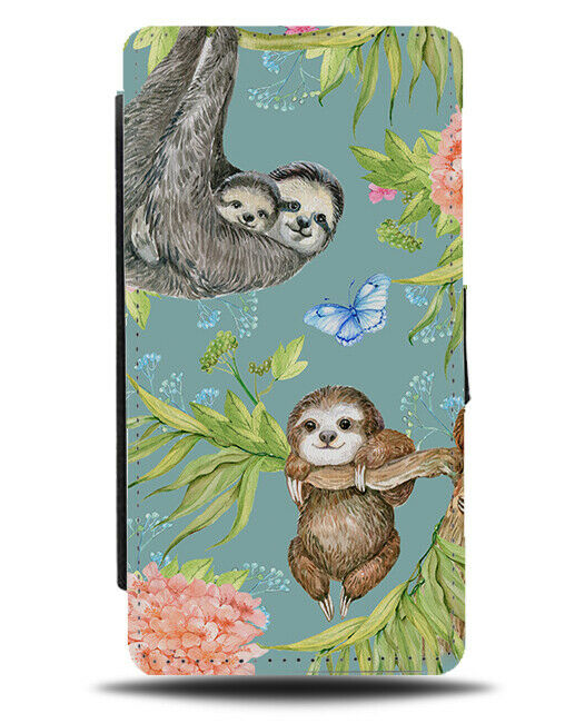 Tiny Baby Sloth Clinging On Flip Wallet Case Sloths Babies Kid Childrens G304
