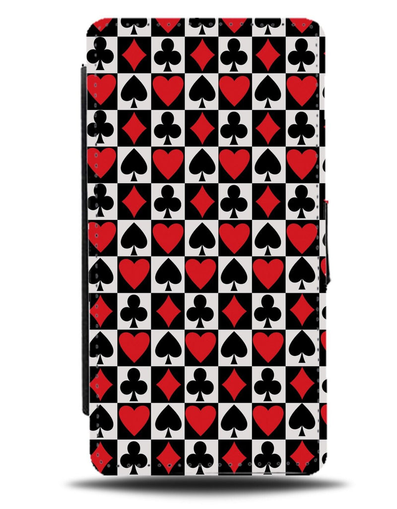 Playing Cards Pattern Flip Wallet Case Symbol Symbols Red Black Casino Card DD61