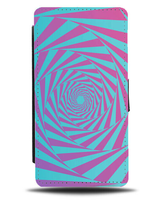 Blue & Purple Hypnotic Swirls Flip Cover Wallet Phone Case Optical Illusion B928