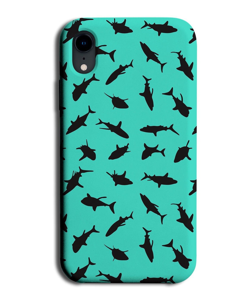 Turquoise Green Great White Shark Shapes Phone Case Cover Mint Neon Sharks Ba77