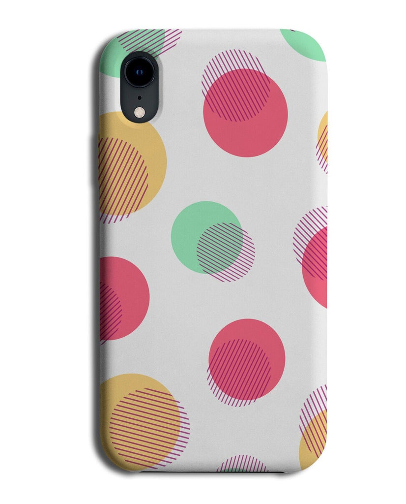 90s Abstract Circles and Lines Design Phone Case Cover Colourful Retro N004