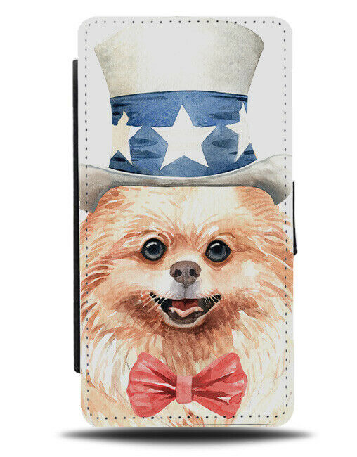 Pomeranian President Flip Wallet Phone Case Dog America Hat Pomeranians K590