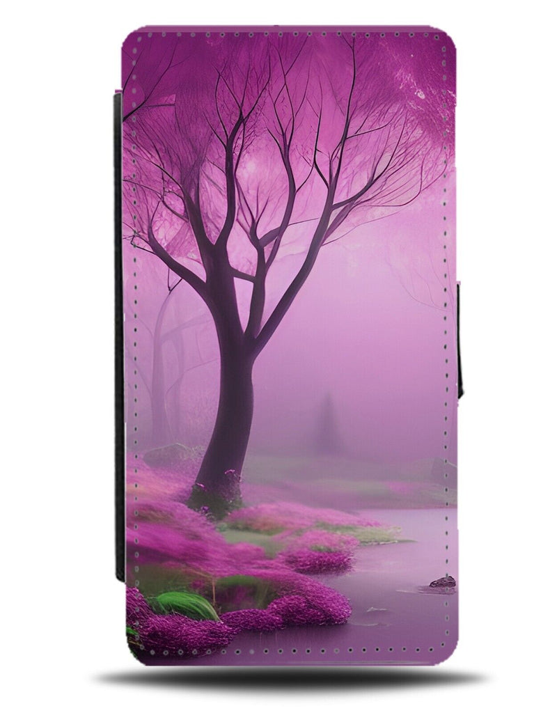 Pink Cherry Blossom Forrest Flip Wallet Case Forest Woods Tree Blossoms CW91
