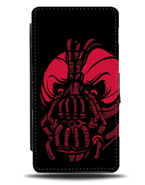 Red and Black Bane Design Flip Wallet Phone Case Villain Evil Comic Mask E137