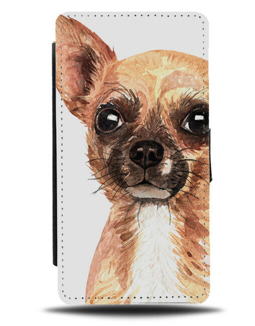Chihuahua Flip Wallet Case Dog Pet Watercolour Oil Painting Tiny Face K688