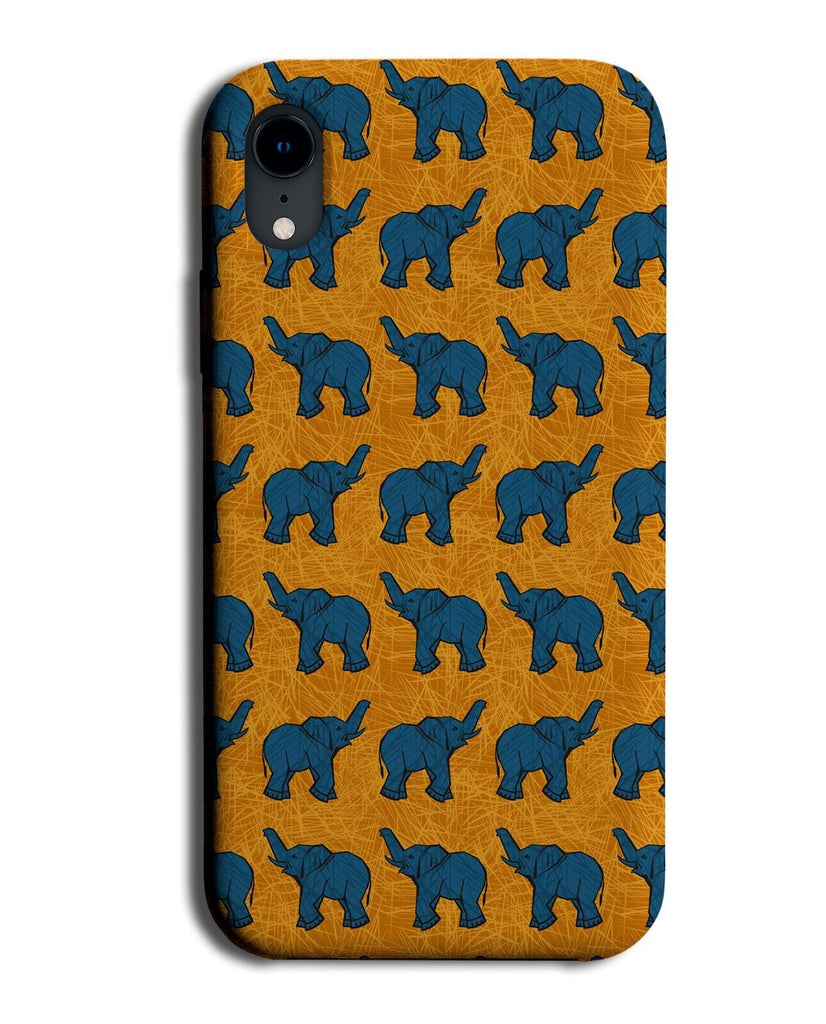 Orange and Dark Blue Elephant Wallpaper Pattern Phone Case Cover Elephants AC69
