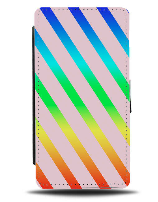 Baby Pink and Multicoloured Striped Flip Cover Wallet Phone Case Stripes i799