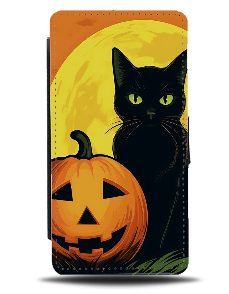 Black Cat Halloween Flip Wallet Case Cats Pumpkin Bombay Breed Pumpkin DC79