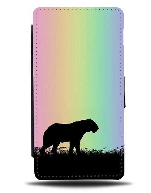 Tiger Silhouette Flip Cover Wallet Phone Case Tigers Rainbow Colourful I101