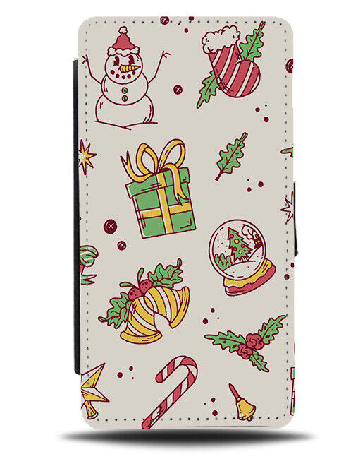 Christmas Item Bundle Flip Wallet Case Xmas Things Stockings Leaves Photo N734
