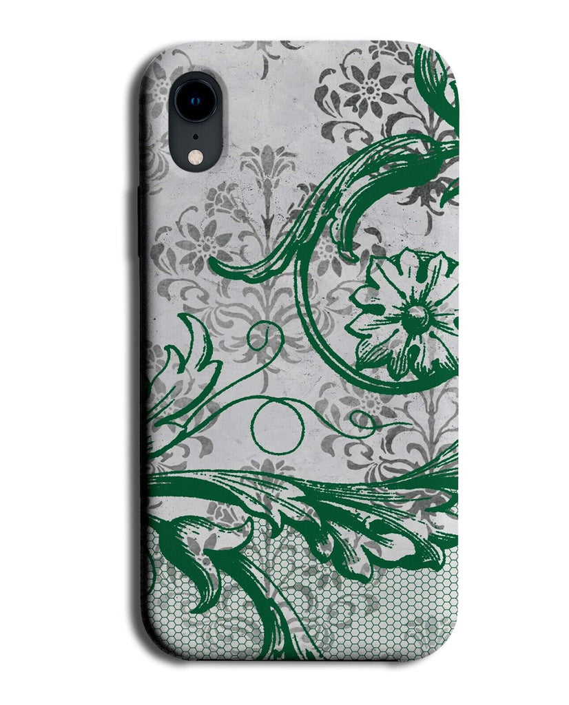 Emerald Green Victorian Pattern Phone Case Cover Floral Flowery Spirals Am70
