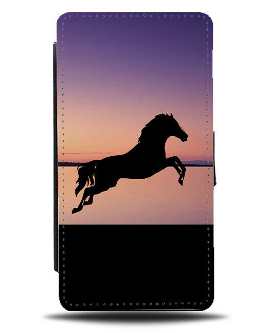Jumping Horse In The Sunlight Flip Cover Wallet Phone Case Sunset Galloping B881