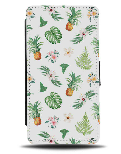 Hawaiian Tropical Flip Wallet Case Print Pattern Pineapples Fern Ferns E736