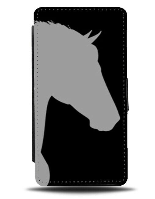 Black and White Horse Silhouette Flip Cover Wallet Phone Case Stallion Pony B883