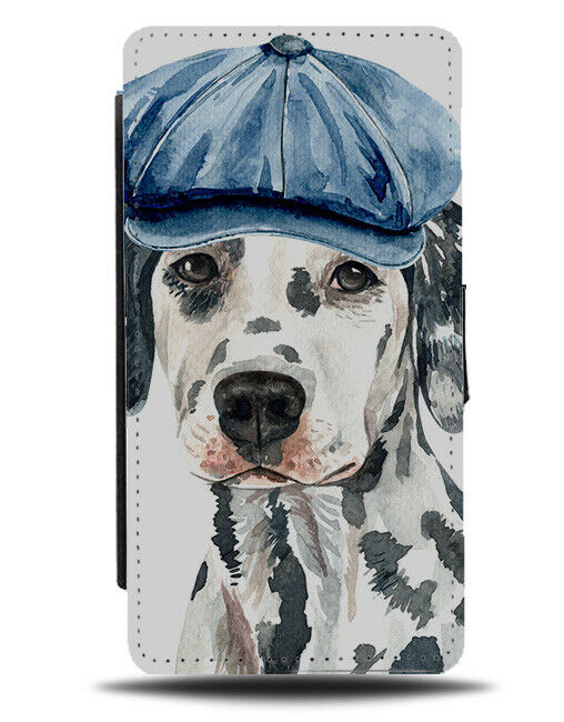 Dalmatian Flip Wallet Phone Case Dog Dogs Cockney Hat Funny Flat Cap Face K533