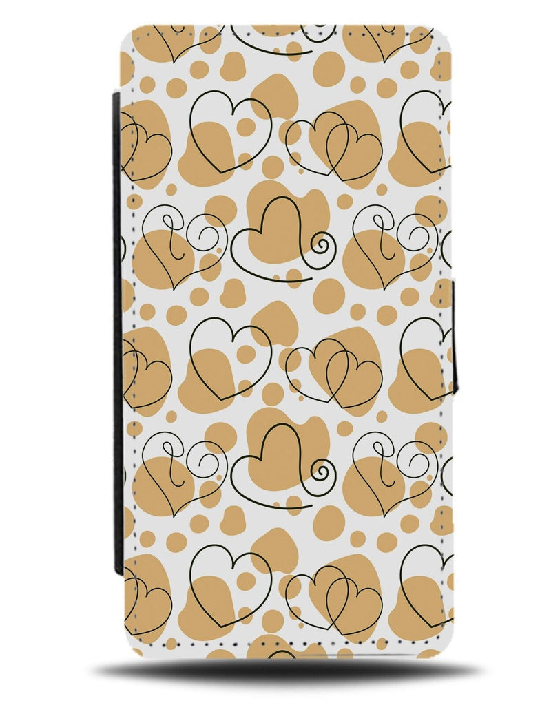Gold Love Hearts Pattern Flip Wallet Case Shape Shapes Golden Sandy Sand BC21