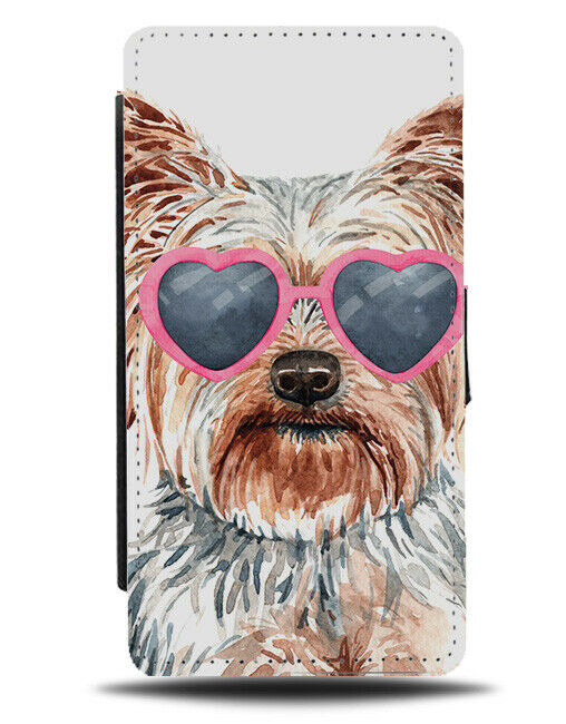Yorkshire Terrier Flip Wallet Phone Case Dog Love Heart Sunglasses Funny K652