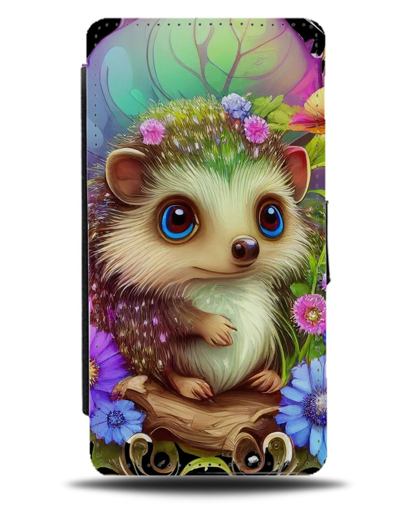 Hedgehog Queen Flip Wallet Case Fairy Colourful Princess Funny Girls Floral AH31